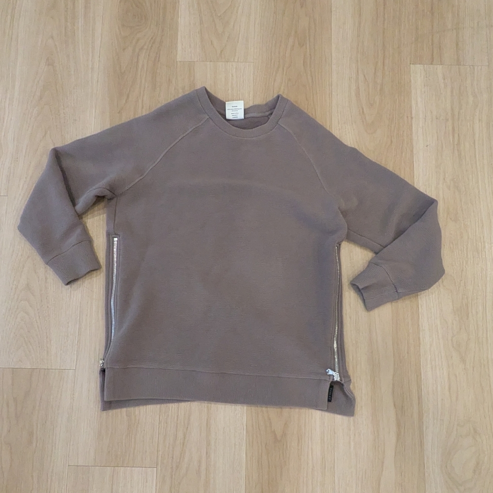 Varley Ribbed Grey Sweater pullover With Side Zipper Size M